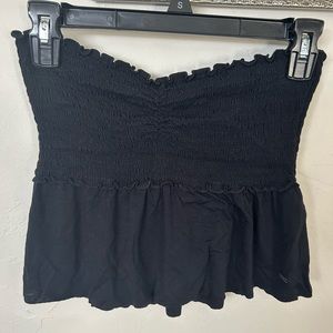 Black Hollister Ribbed & Ruffled Tube Top